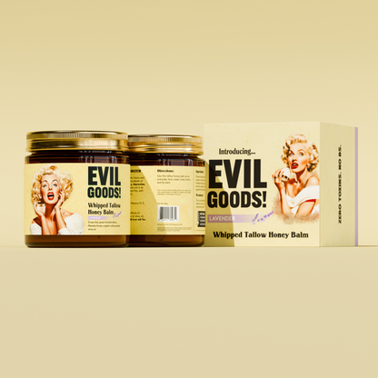 EVIL GOODS! Whipped Beef Tallow and Manuka Honey Balm 4oz, Organic Face Cream,Moisturizer,Body Lotion, SkinCare and Lip Balm